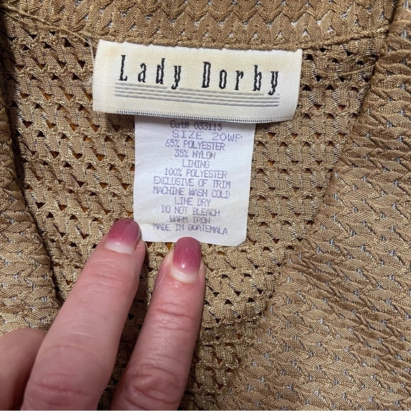 Lady Dorby Vintage Gold Knit Top Button Front Size L/XL Leaf Buttons Retro 80s - Picture 12 of 16
